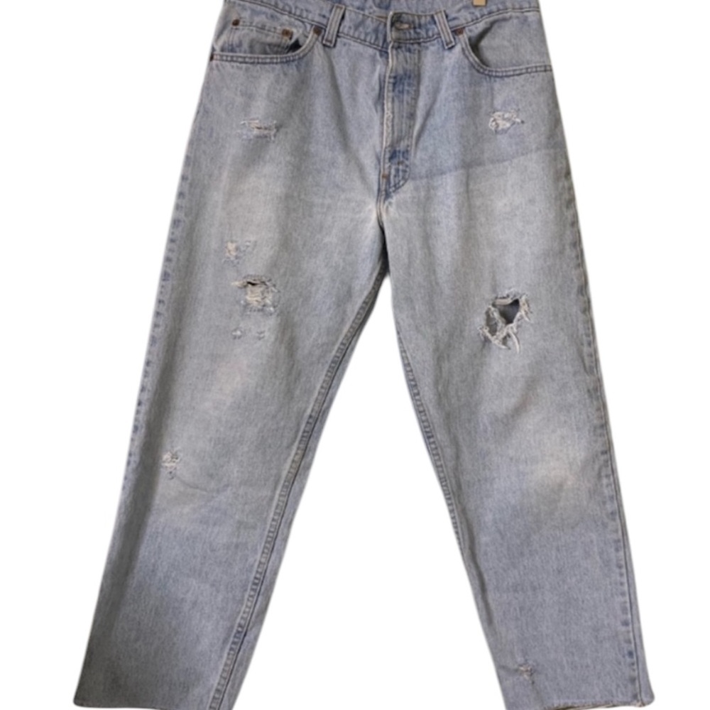 Vintage Levi’s made in USA vintage 550 distressed jeans custom reworked jeans